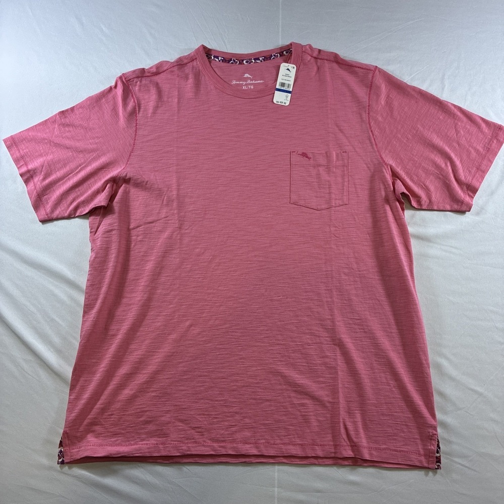 Tommy Bahama Bali Beach Crew Neck Shirt Men's XL New Pink Confetti